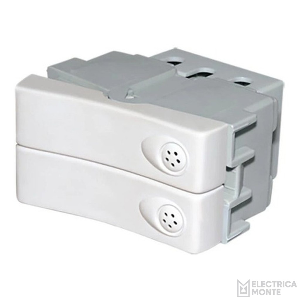 2 Interruptores Unipolares 220Vca - 10A (2 - ½ Módulo en 1) Verona Blanco Jeluz