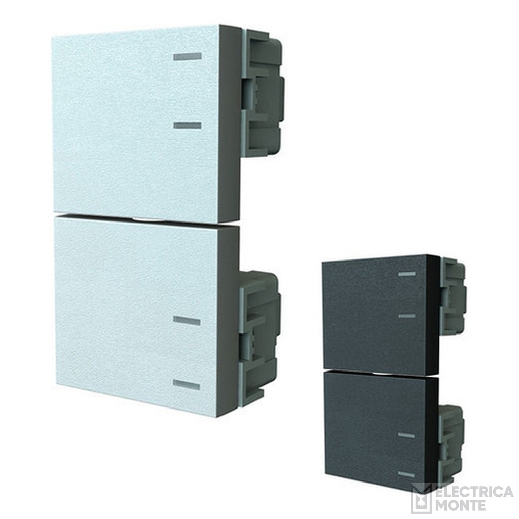 2 Interruptores Unipolares 220Vca - 10A (½ Teclón) Platinum Negro Jeluz