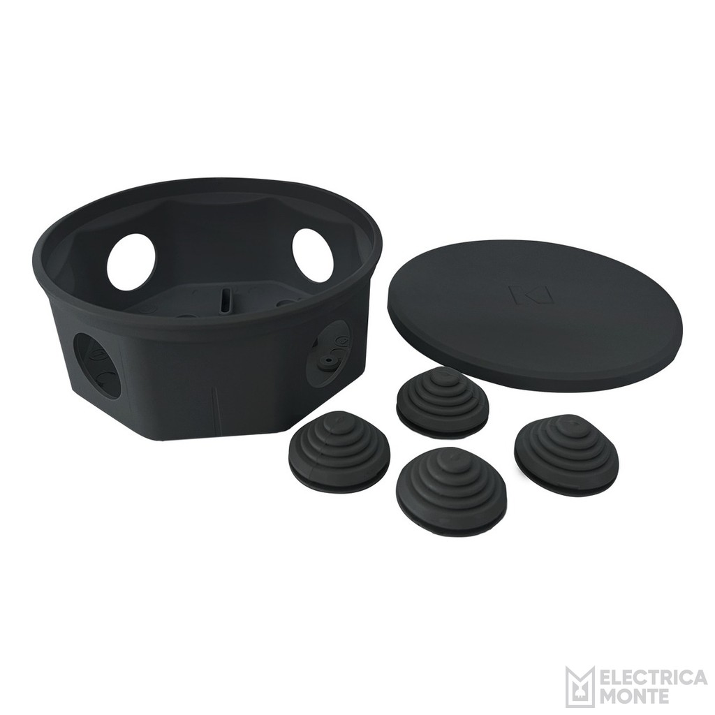 Caja Octogonal Negra con agujeros Kalop