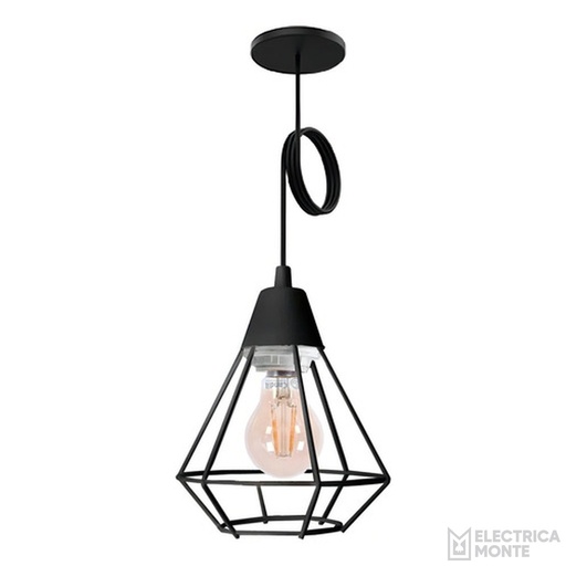 [C-1003-NT] Colgante "JAULA DIAMANTE" con tacita plástica Negro