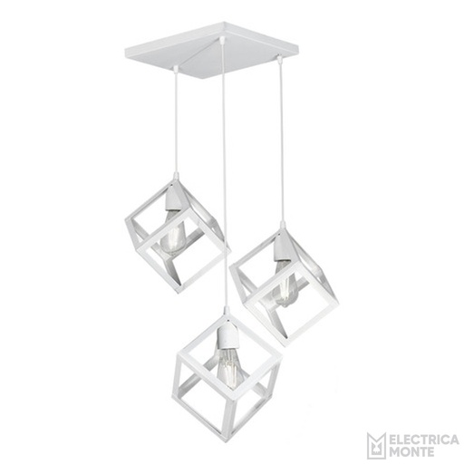 [C-3007-BT] Colgante "CUBO" 3 Luces Blanco