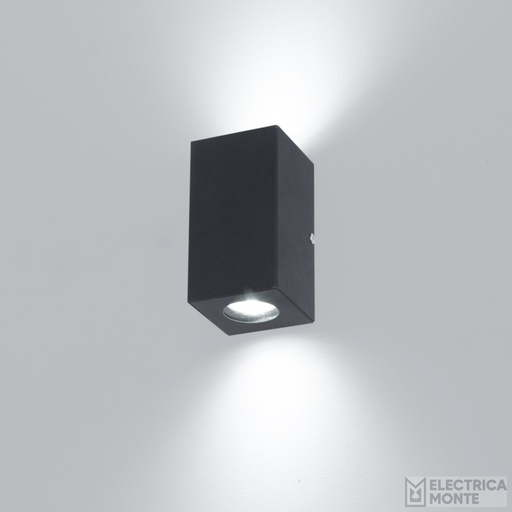 [2223] Aplique Rectangular Bidireccional 2 Dicroicas Gu10 Negro