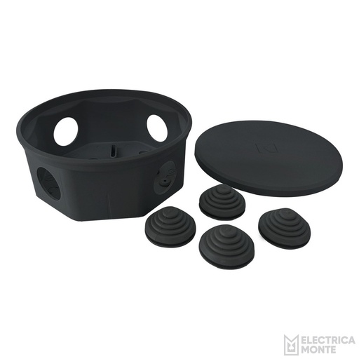 Caja Octogonal Negra con agujeros Kalop